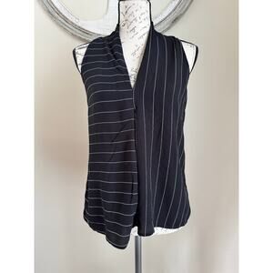HYFVE Women’s Sleeveless Black White Stripe Blouse Top Size M